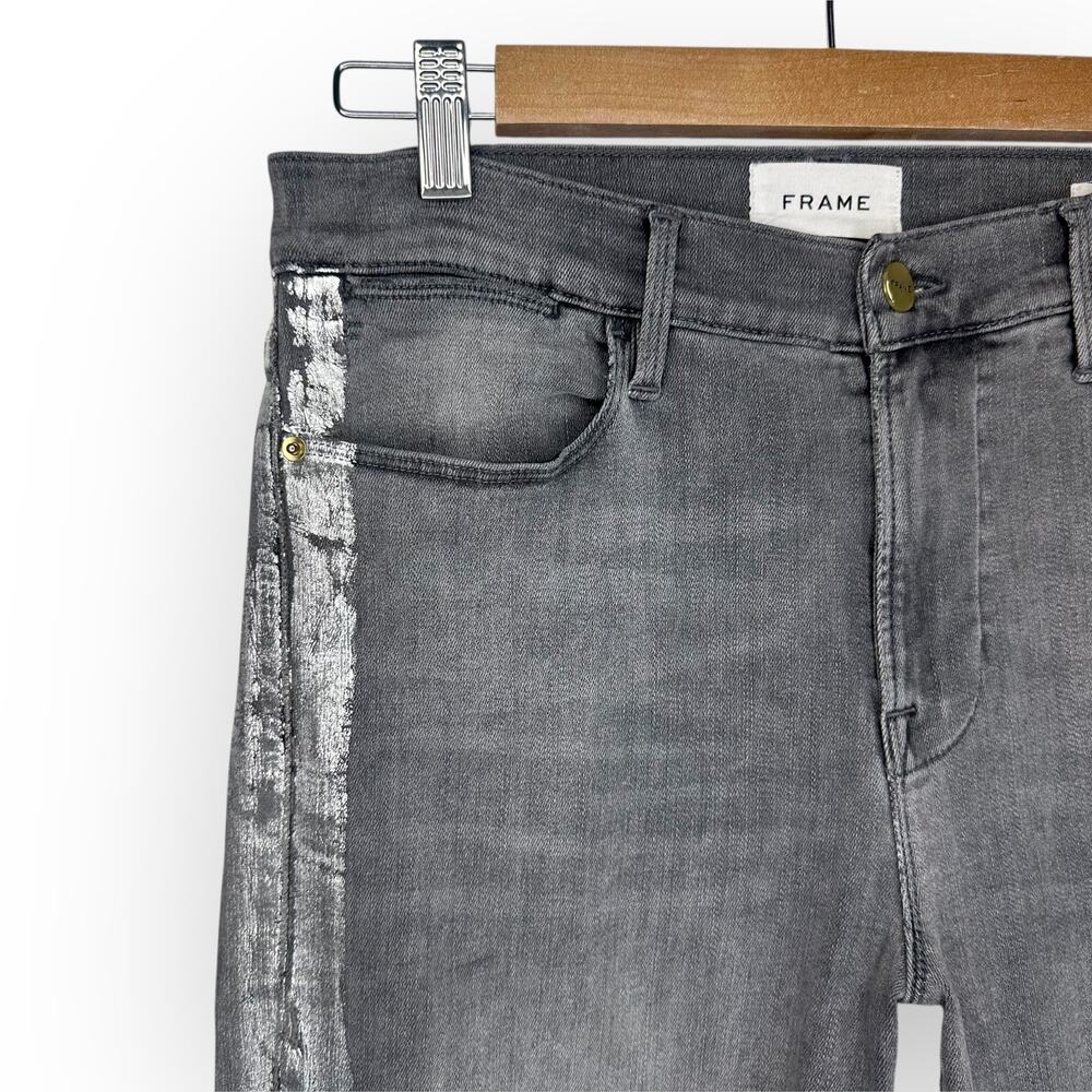 FRAME Denim Women's Le High Straight Gray Field Foil Tux LHSTFTX710 Size 28 - Picture 10 of 10
